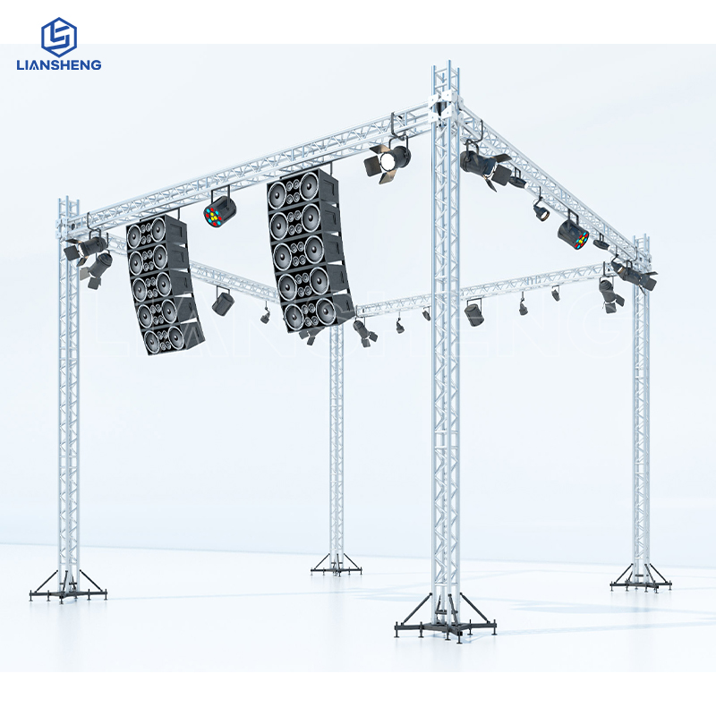 Telaio in alluminio per palco da concerto all'aperto con podio di vendita superiore con rack per sistema di sollevamento per display a traliccio