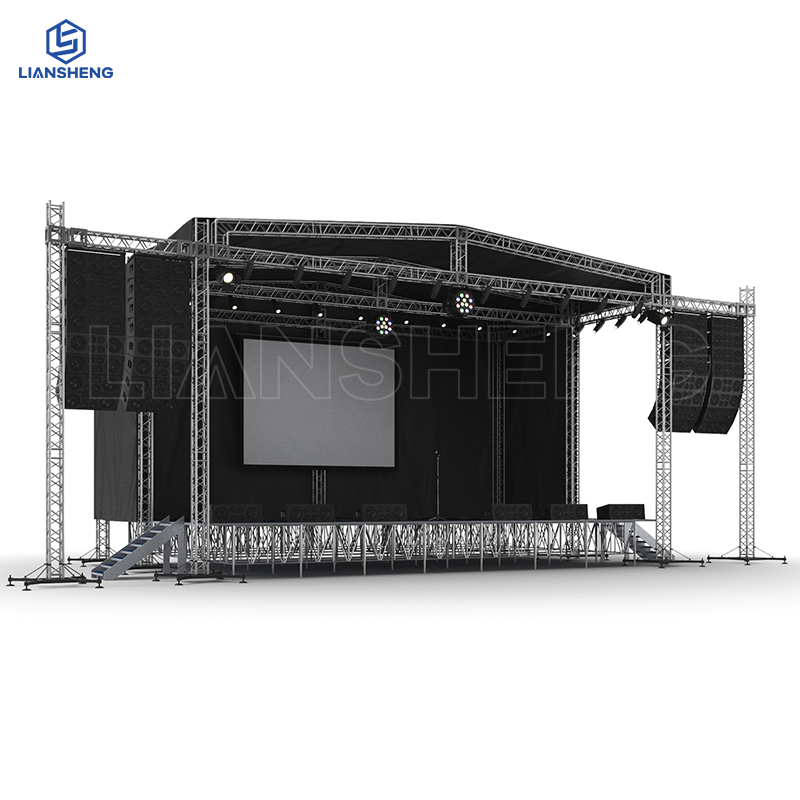 Telaio in alluminio per palco da concerto all'aperto con podio di vendita superiore con rack per sistema di sollevamento per display a traliccio