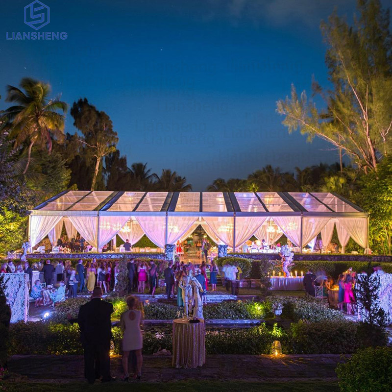 Tenda trasparente per tendone per matrimoni trasparente romantico con tavoli e sedie 200 persone