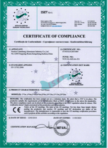 Certificato di alluminio Liansheng 2