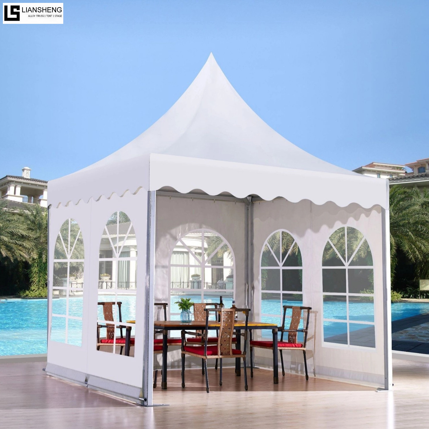 Tenda Pogada per feste con tendone per feste con telaio in lega di alluminio 30x30' 20x20' 12x12' 