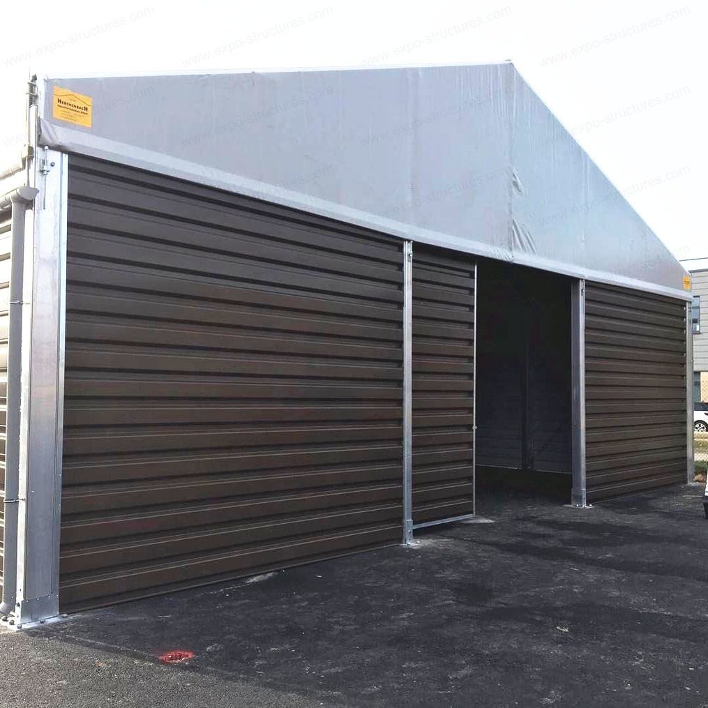 Grande tenda di stoccaggio per magazzino industriale Panino ignifugo impermeabile in PVC resistente ai raggi UV Lamiere di acciaio durevoli Logo per uso esterno in tessuto