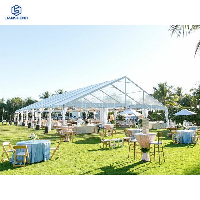 Tenda trasparente per eventi per feste di matrimonio con struttura in alluminio di alta qualità da 300 posti in vendita