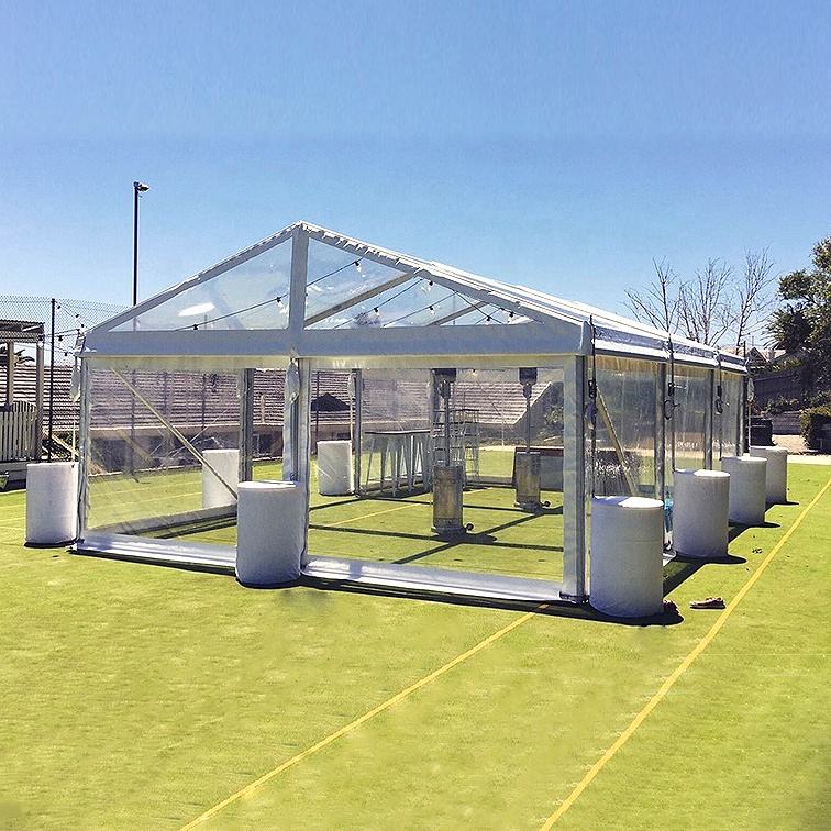 Tenda per feste ignifuga in vetro con struttura in alluminio antivento Tenda resistente per pareti laterali solide per eventi bianchi all'ingrosso