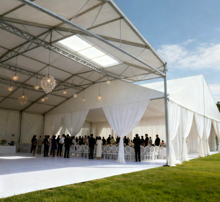 [Serie Cloud Hall] Tenda nuziale esclusiva da 20×50 m: utilizza la luce soffusa come pennello per tessere una storia d'amore indisturbata
