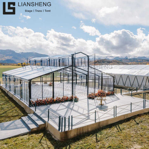 Tenda da atrio di lusso con telaio nero in lega di alluminio per mostre, matrimoni ed eventi