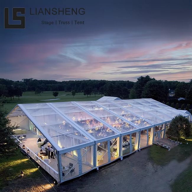 Tenda per feste per eventi nuziali con copertura trasparente in lega di alluminio per 100 300 500 persone