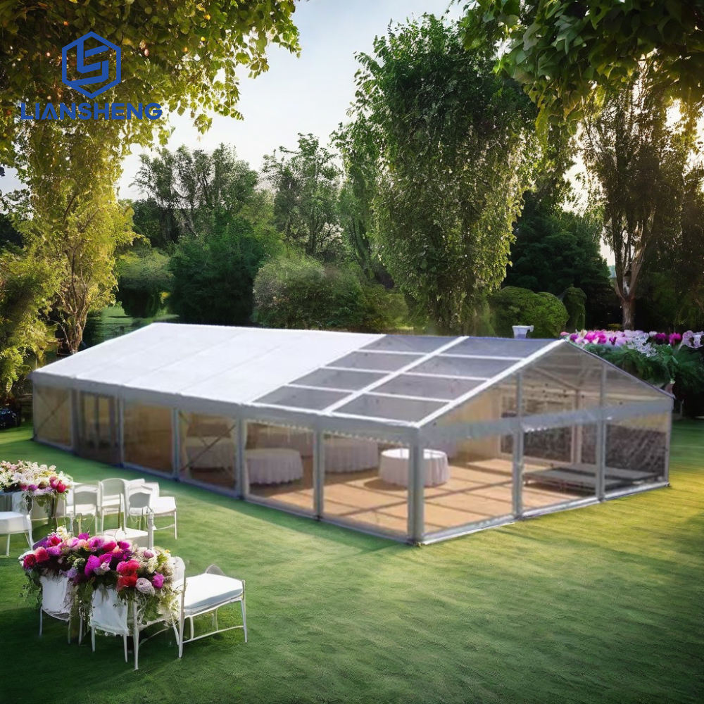 Tenda bianca personalizzata per feste di matrimonio con telaio in alluminio, copertura in PVC impermeabile 10x12 10x15 10x20 10x30 10x40 10x50