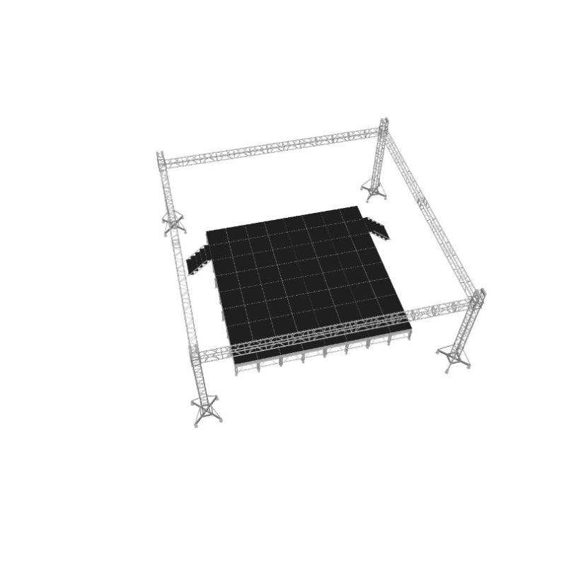 Palcoscenico all'aperto per eventi di concerti di design personalizzato con sistema di tralicci in alluminio a sommità piatta dal design gratuito