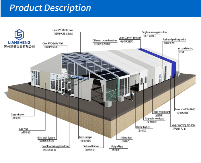 Tenda nuziale di lusso con atrio trasparente