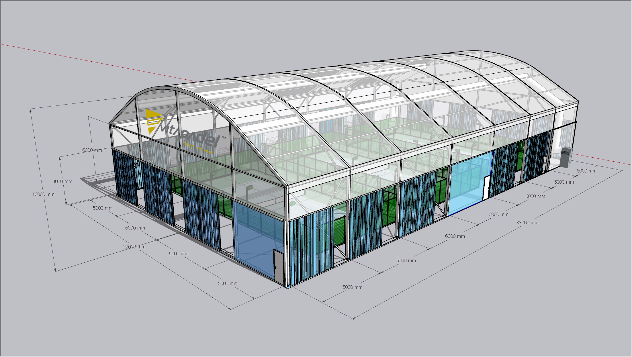 Tenda da tennis di grandi dimensioni, tenda da basket, tenda da padel, tenda da calcio per allenamento, di alta qualità 