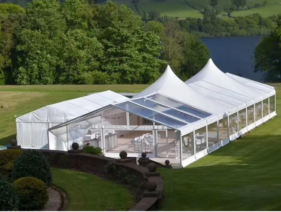 Tenda da matrimonio all'aperto trasparente di lusso Tenda da festa personalizzata di alta qualità Tenda con struttura in vetro ABS in PVC