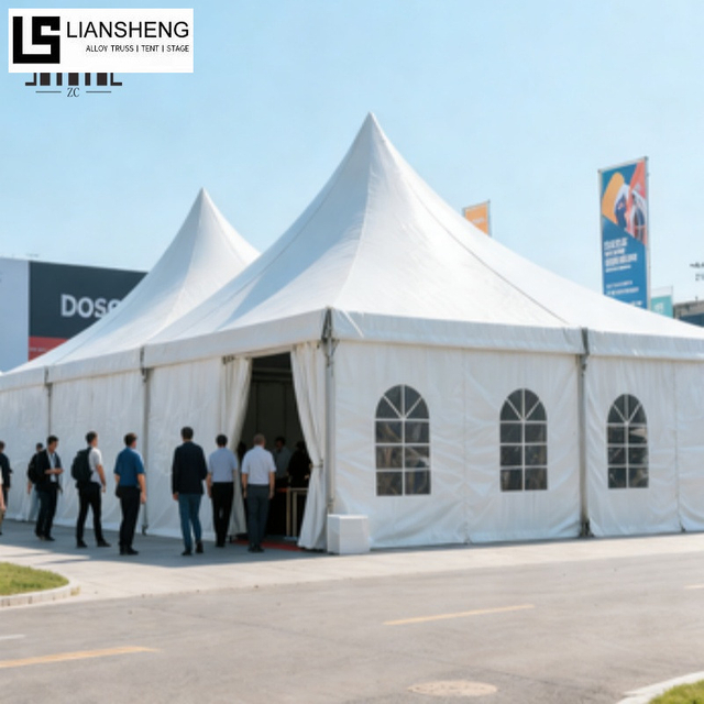 Tenda a pagoda economica con struttura quadrata in ferro: rifugio per eventi robusto ed economico