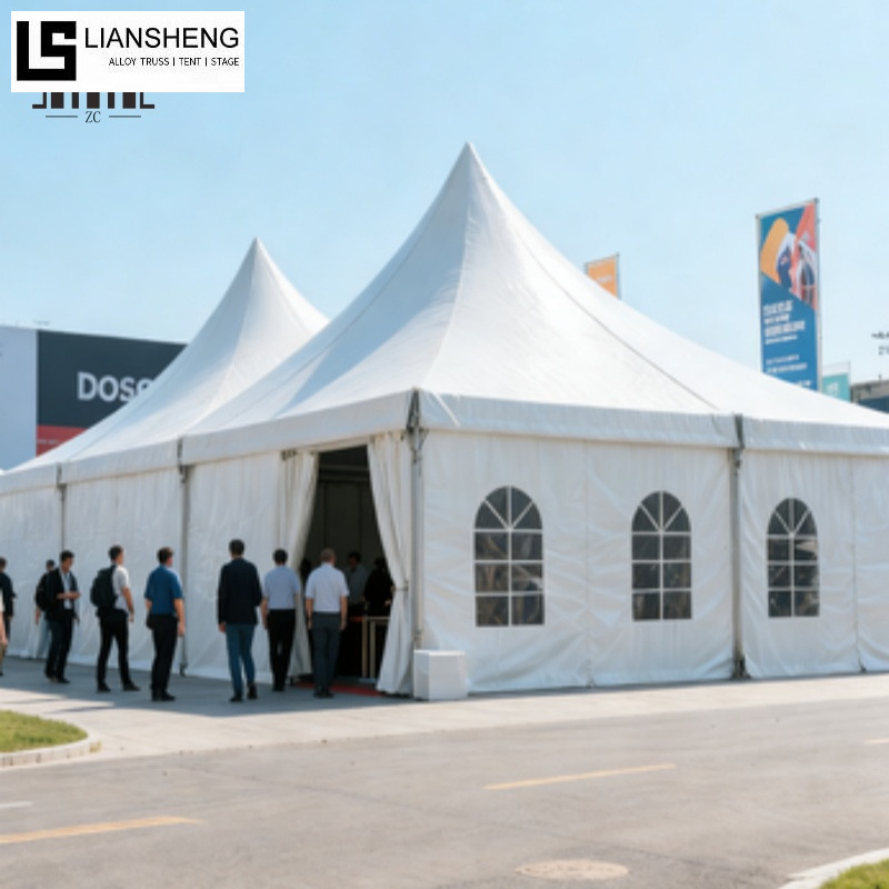 Tenda a pagoda economica con struttura quadrata in ferro: rifugio per eventi robusto ed economico