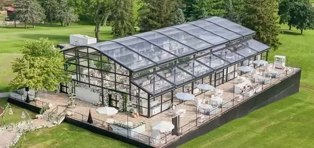 Tenda modulare personalizzata per atrio in alluminio con parete in vetro temperato per centro commerciale