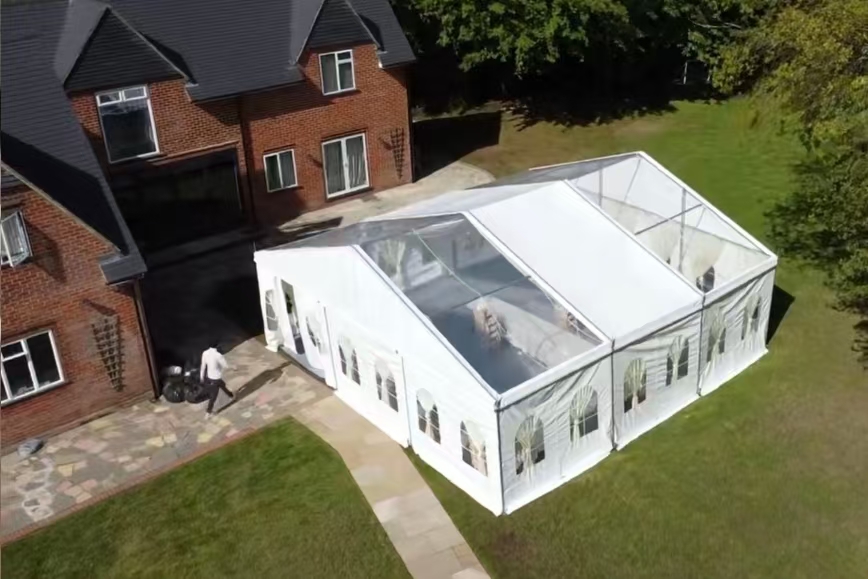 Tenda per tendone in PVC resistente con struttura in alluminio per eventi all'aperto di nozze in magazzino